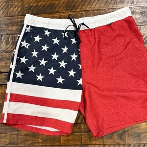 Hurley Men's Red, White & Blue Flag Swim Trunks size XXL